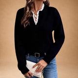 Elegant Comfort V-Neck Lace Blouse - Happiness Collection