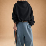Georgia - Contemporary High-Collar Blouse with Dolman Sleeves