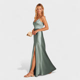Lúcia - Long Satin Dress with Elegant Cut