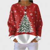 Sinéad - Festive Red Jumper Featuring Christmas Tree Motif