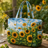 Caitríona | Quilted Tote Bag with Radiant Sunflowers