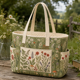Gobnait | Quilted Tote Bag with Wildflowers