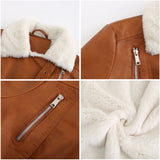 Faux Leather Jacket with Cozy Sherpa Lining