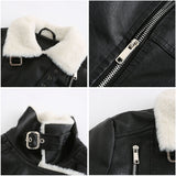 Faux Leather Jacket with Cozy Sherpa Lining