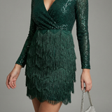 Romana | Sparkly Mini Dress with Fringes