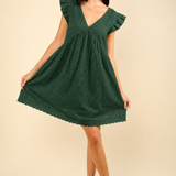Lucia | Mini dress with a hole pattern and ruffled sleeves