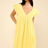 Lucia | Mini dress with a hole pattern and ruffled sleeves