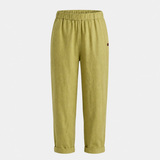 Loose summer trousers with an elastic waistband and lightweight appearance