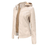 Faux Leather Jacket with Detachable Hood