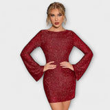 Sequin Dress with Open Back