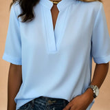 Margot | Short-Sleeved V-Neck Blouse with Gold Details