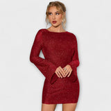 Sequin Dress with Open Back