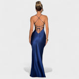 Elena - Blue Satin Dress