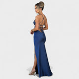 Elena - Blue Satin Dress