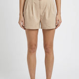 Women's Pleated High-Waisted Shorts with Belt
