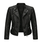 Faux Leather Jacket with Oversized Collar
