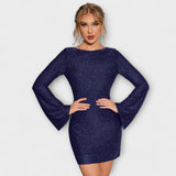 Sequin Dress with Open Back