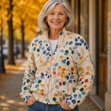 Anja | Cardigan with Multicoloured Leaf Design