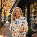 Anja | Cardigan with Multicoloured Leaf Design