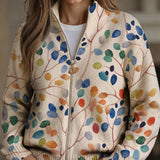 Anja | Cardigan with Multicoloured Leaf Design