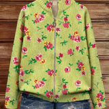 Elke | Green Cardigan with Floral Design