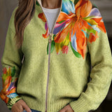 Claudia | Cardigan with Colourful Lily Pattern