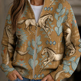 Brigitte | Cardigan with Horse and Cactus Design