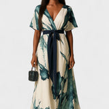 Vanessa - Long Dress with Watercolour Motif