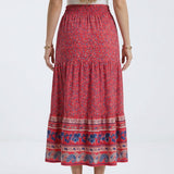 Boho Midi Skirt with Floral Pattern