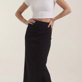 Gathered Comfortable Midi Skirt