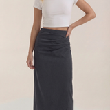 Gathered Comfortable Midi Skirt