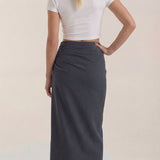 Gathered Comfortable Midi Skirt