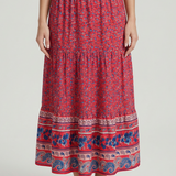 Boho Midi Skirt with Floral Pattern